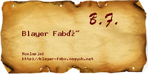 Blayer Fabó névjegykártya